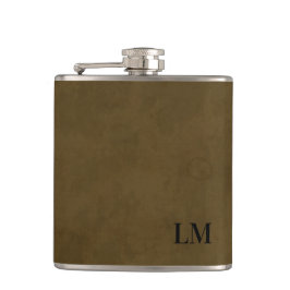 Rustik Väderbiten Läderlook Bröllopsmonogram Fickplunta