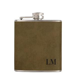 Rustik Väderbiten Läderlook Bröllopsmonogram Fickplunta