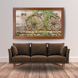 Rustik väggkonst med vagnshjul – Vintage farmhouse