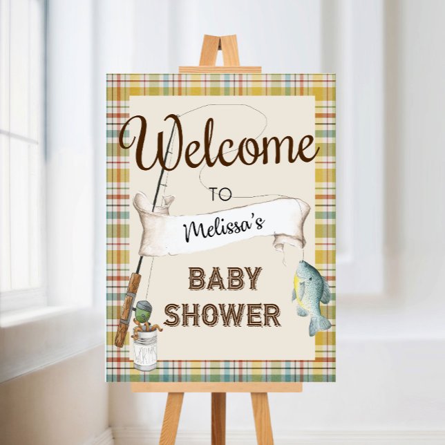 Rustik välkomstskylt för fisketema baby shower poster (Skapare uppladdad)
