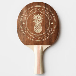 Rustik Valnötsträ Pineapple Bröllopsnamn Pingisracket