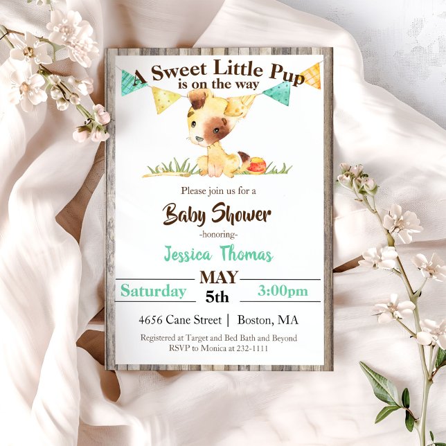 Rustik Valp Pojke Baby Shower Inbjudningar (Skapare uppladdad)