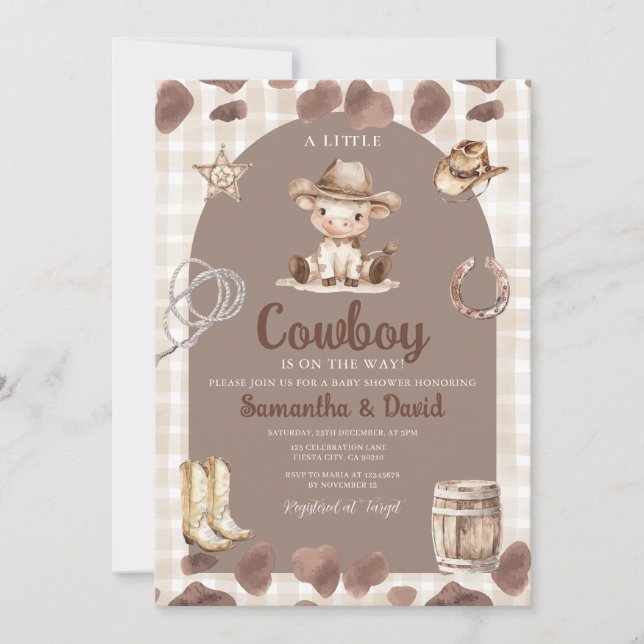 Rustik Valvbåge Country Western Baby Shower  Inbjudningar (Framsida)