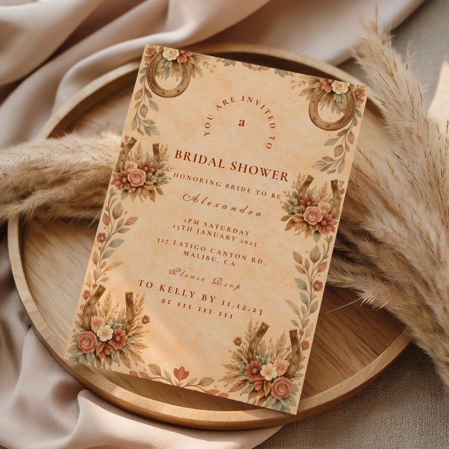 Rustik västerländsk blomsterbröllopsfest inbjudningar (Skapare uppladdad)