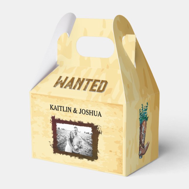 Rustik västerländsk bröllopsbild 🤠 Önskad bild Presentaskar (Framsidan Sidan)