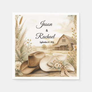 Rustik västerländsk cowboyhatt bröllop cocktail pappersservett