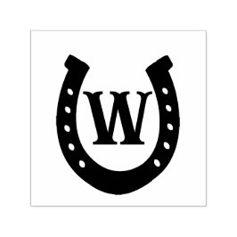 Rustik västerländsk hästsko-monogram självfärgande stämpel