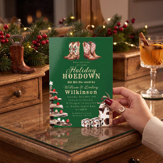 Rustik västerländsk julstöv julfirande Hoedown Inbjudningar
