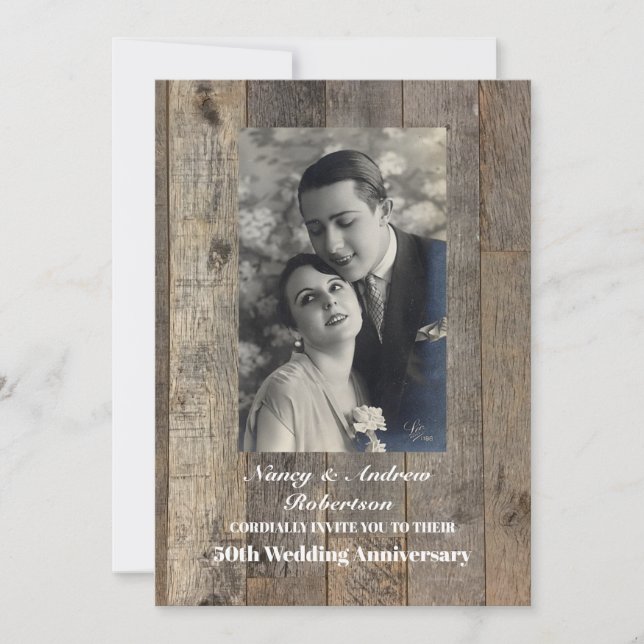 rustik västernlands 50-årsjubileum för bröllop inbjudningar (Framsida)