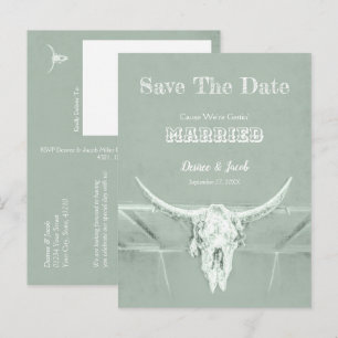 Rustik västernskalle Sagegrön Spara datum Vykort