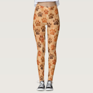 Rustik vattenfärg av tassavtrycksmönster (1) leggings