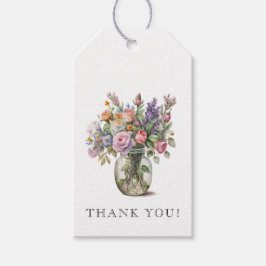 Rustik vattenfärg blommig 70-årspresent presentetikett