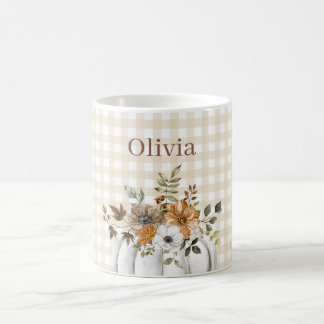 Rustik vattenfärg blommig pumpa anpassat namn kaffemugg