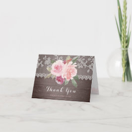 Rustik vattenfärg blommig spets bröllop tack kort