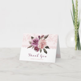 Rustik vattenfärg blommig spets bröllop tack kort