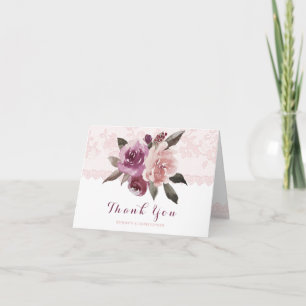 Rustik vattenfärg blommig spets bröllop tack kort