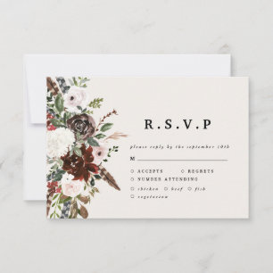 Rustik vattenfärg blommigt bröllop R.S.V.P OSA Kort