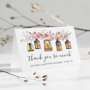 Rustik vattenfärg, Blommigt Lantern Bröllop Tack