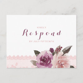 Rustik vattenfärg blommigt snöre faller bröllopsOS Inbjudan Vykort