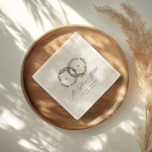 Rustik vattenfärg blomsterkrans monogram bröllop