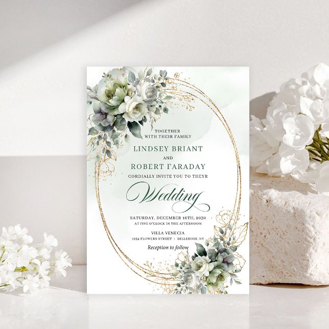 Rustik vattenfärg botanisk bröllopsinbjudan inbjudningar (Rustic Watercolor Botanical Wedding Invite)