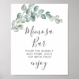 Rustik Vattenfärg Eukalyptus Grönska Bröllop Poster