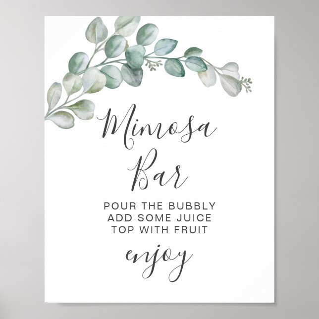 Rustik Vattenfärg Eukalyptus Grönska Bröllop Poster (Framsidan)