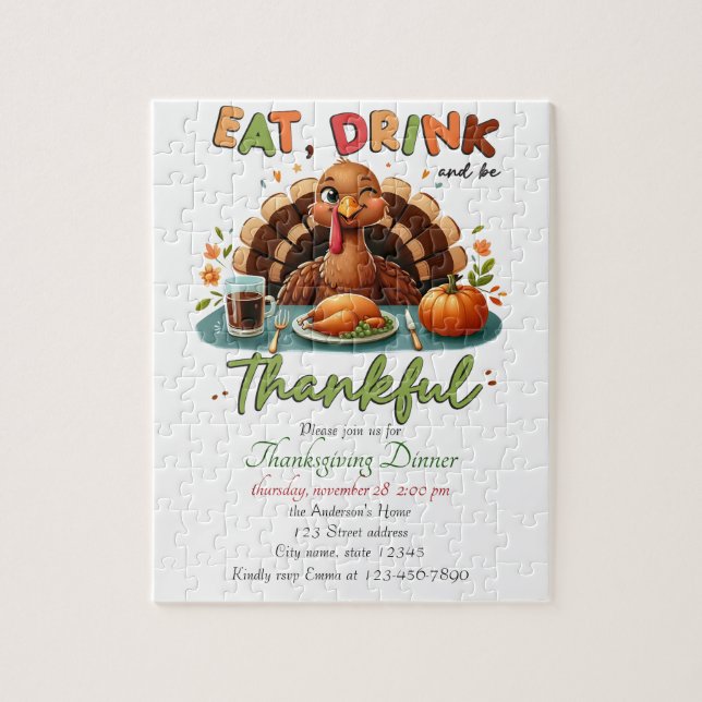 Rustik Vattenfärg för Thanksgiving Pumpa Höst Pussel (Vertikal)