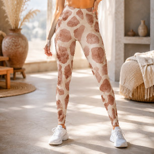 Rustik Vattenfärg Giraff Djurtryck Leggings