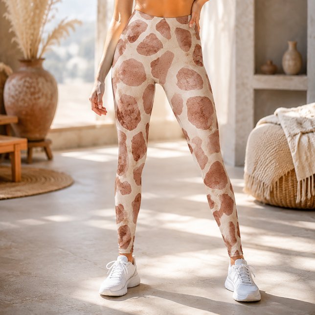 Rustik Vattenfärg Giraff Djurtryck Leggings (Skapare uppladdad)