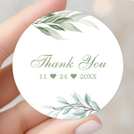 Rustik Vattenfärg Grönska Blommig Tack Runt Klistermärke