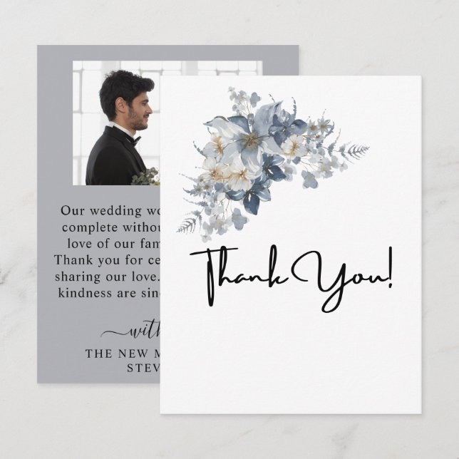 rustik vattenfärg illustration av en blomstermönst tack kort (Fram/baksida)