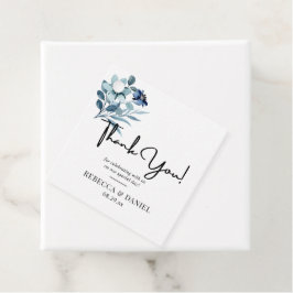 Rustik vattenfärg illustration Blå blomsterbukett Gåvor Etiketter