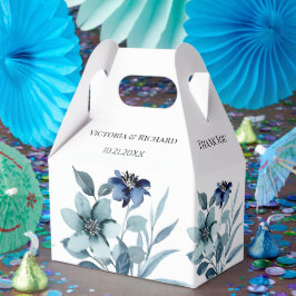 Rustik vattenfärg illustration Blå blomsterbukett Presentaskar