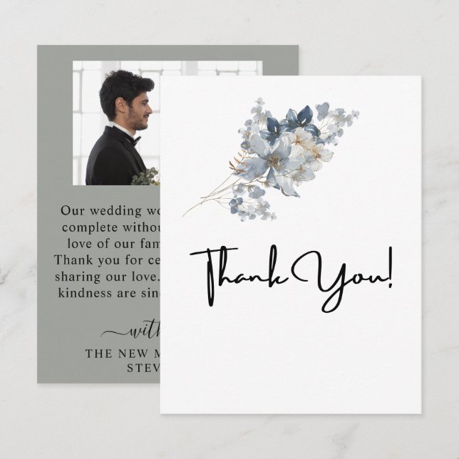 Rustik vattenfärg illustration Blomsterarrangemang Tack Kort (Fram/baksida)