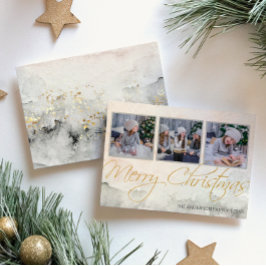 Rustik Vattenfärg Julkort med Tre Bilder God Jul