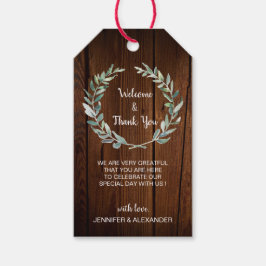 Rustik vattenfärg löv wood bröllop Välkomsthälsnin Presentetikett
