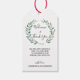 Rustik vattenfärg lövs bröllop Välkomstpåse Presentetikett