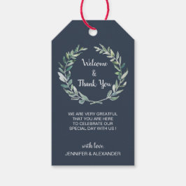 Rustik vattenfärg lövs bröllop Välkomstpåse Presentetikett