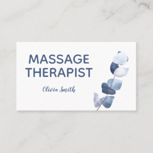 Rustik vattenfärg modern grönska blomster massage  visitkort