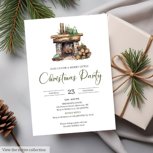 Rustik Vattenfärg Neutral Jordnära Minimalistisk F Inbjudningar (Rustic Watercolor Neutral Earthy Minimalist Holiday Party Card)