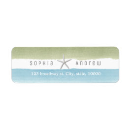 Rustik vattenfärg på rand nautisk strand bröllop returadress etikett