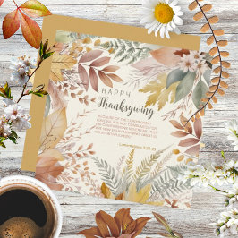 Rustik Vattenfärg Pastell Blommig Thanksgiving Julkort