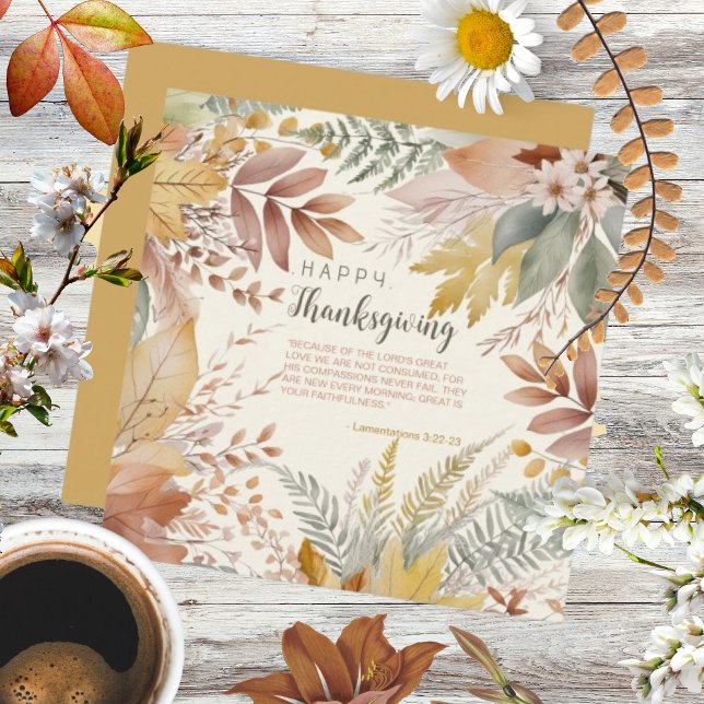 Rustik Vattenfärg Pastell Blommig Thanksgiving  Julkort (Skapare uppladdad)