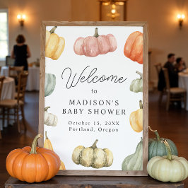 Rustik Vattenfärg Pumpa Baby Shower Välkomstskylt Poster