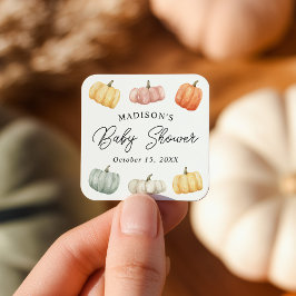 Rustik Vattenfärg Pumpa Bebis Shower Fyrkantigt Klistermärke