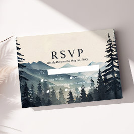Rustik Vattenfärg Tall Berg Bröllop RSVP OSA Kort