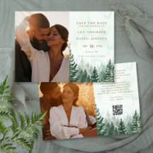 Rustik Vattenfärg Tallskog Foto QR-kod