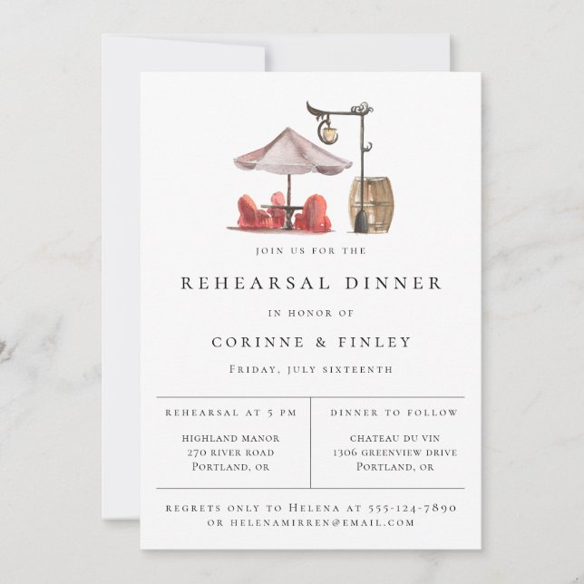 Rustik vattenfärg Utomhusmiljö Rehearsal Middag Meddelande (Framsida)