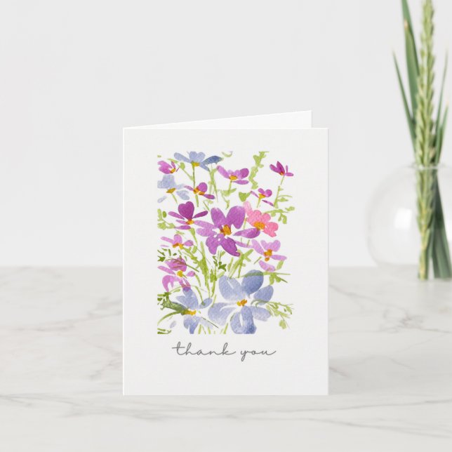 Rustik Vattenfärg Vildblomma Tack Kort (Framsida)